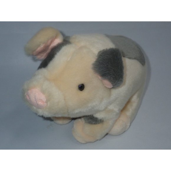 Toys "R" Us Other - Toys R Us Pig Plush Stuffed Animal Peach Pink Grey Spots Piglet Realistic‎ 12"